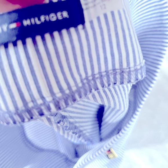 Tommy Hilfiger White and Blue Flat Front Shorts - Picture 4 of 5